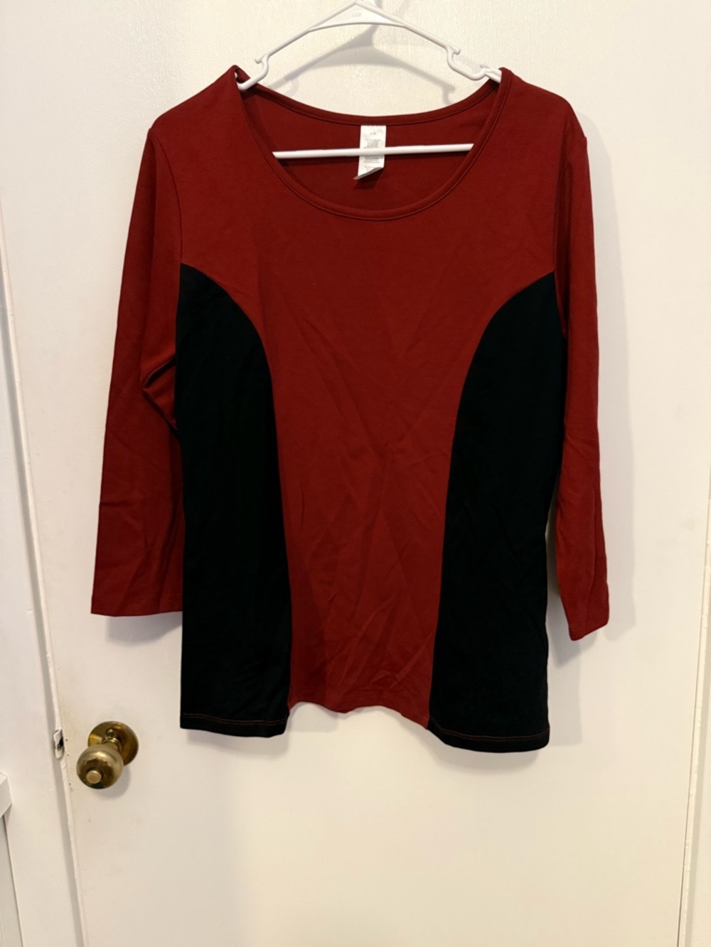 Mark. By Avon Burgundy/Red & Black Color Block Shirt SZ Large NWOT